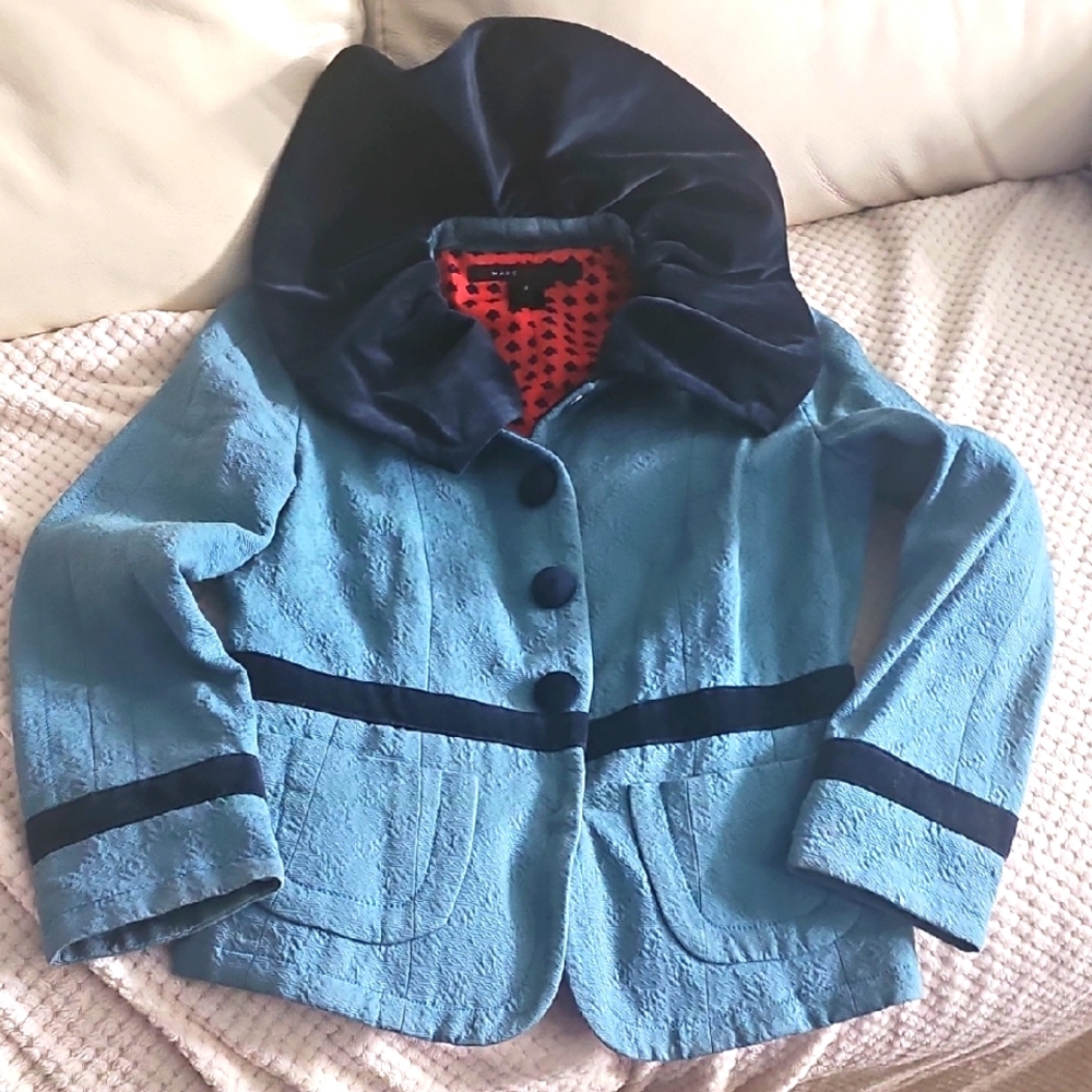 Marc Jacobs Blue Blazer with Dark Navy Collar and Stripes